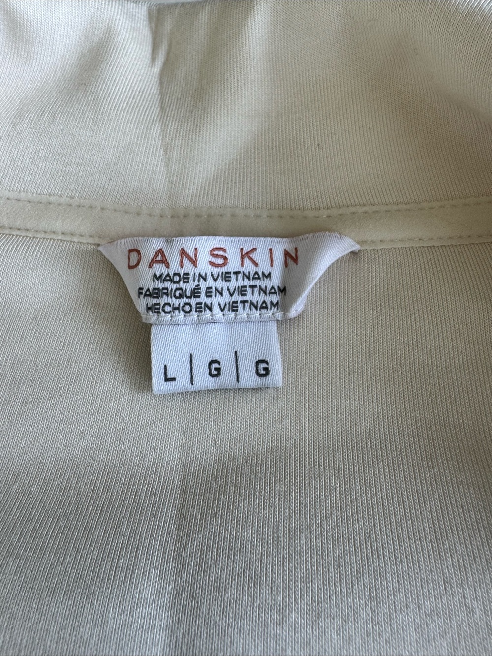 Danskin Ivory Cream V-Neck Polo Pullover Sweatshirt Size Large View 4